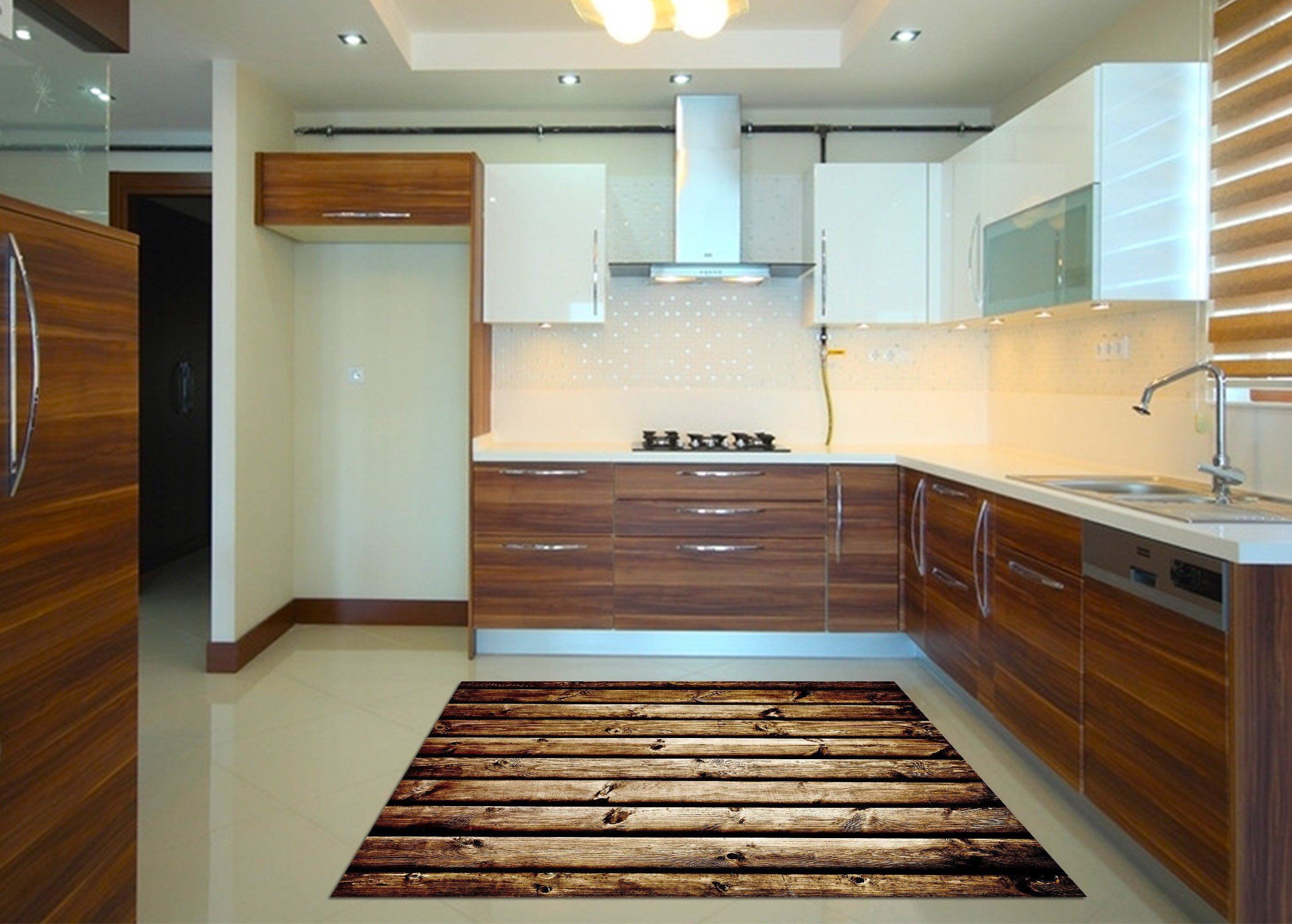 3D Retro Wood Boards Kitchen Mat Floor Mural Wallpaper AJ Wallpaper 