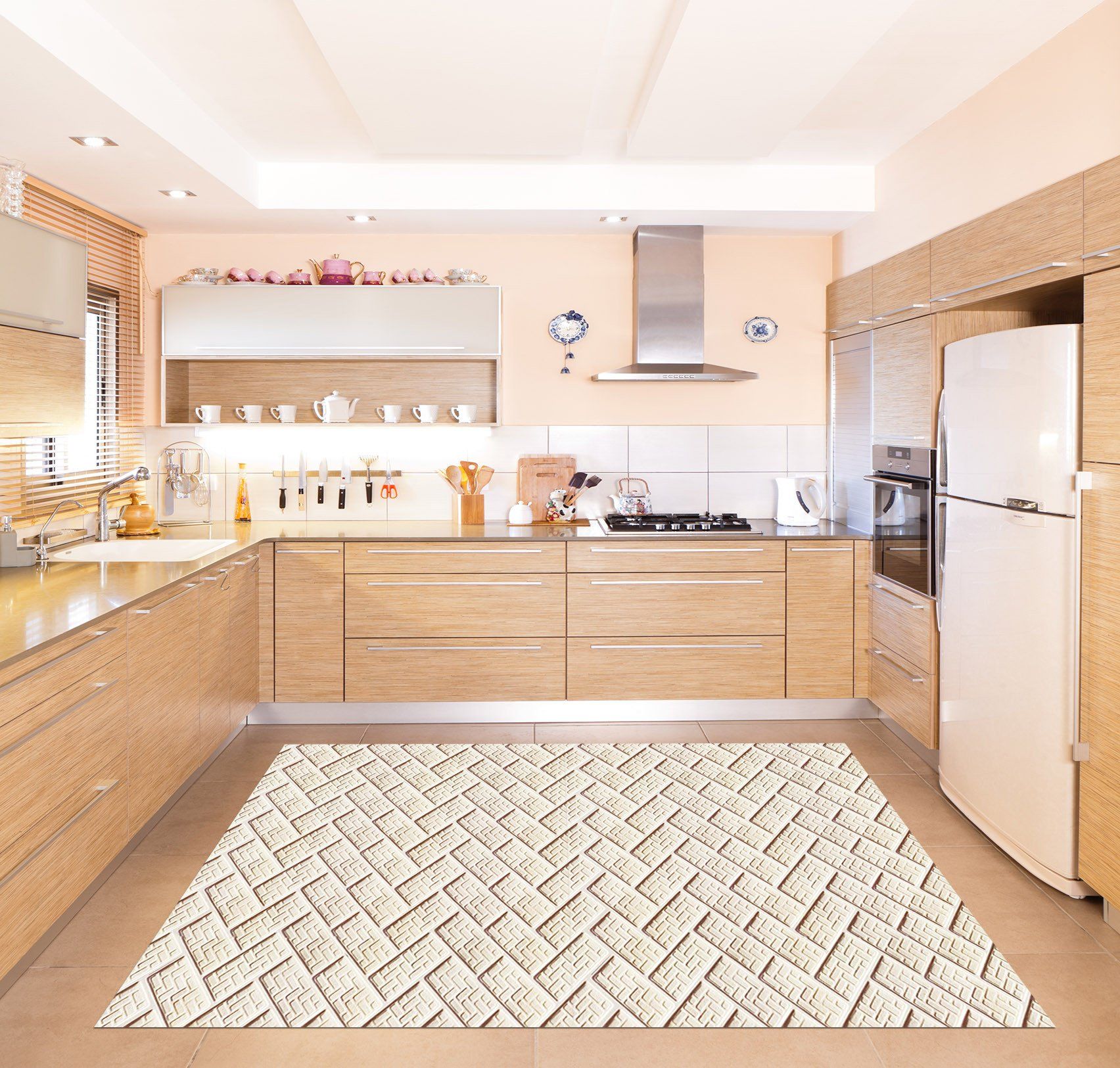 3D Elegant Metal Pattern Kitchen Mat Floor Mural Wallpaper AJ Wallpaper 