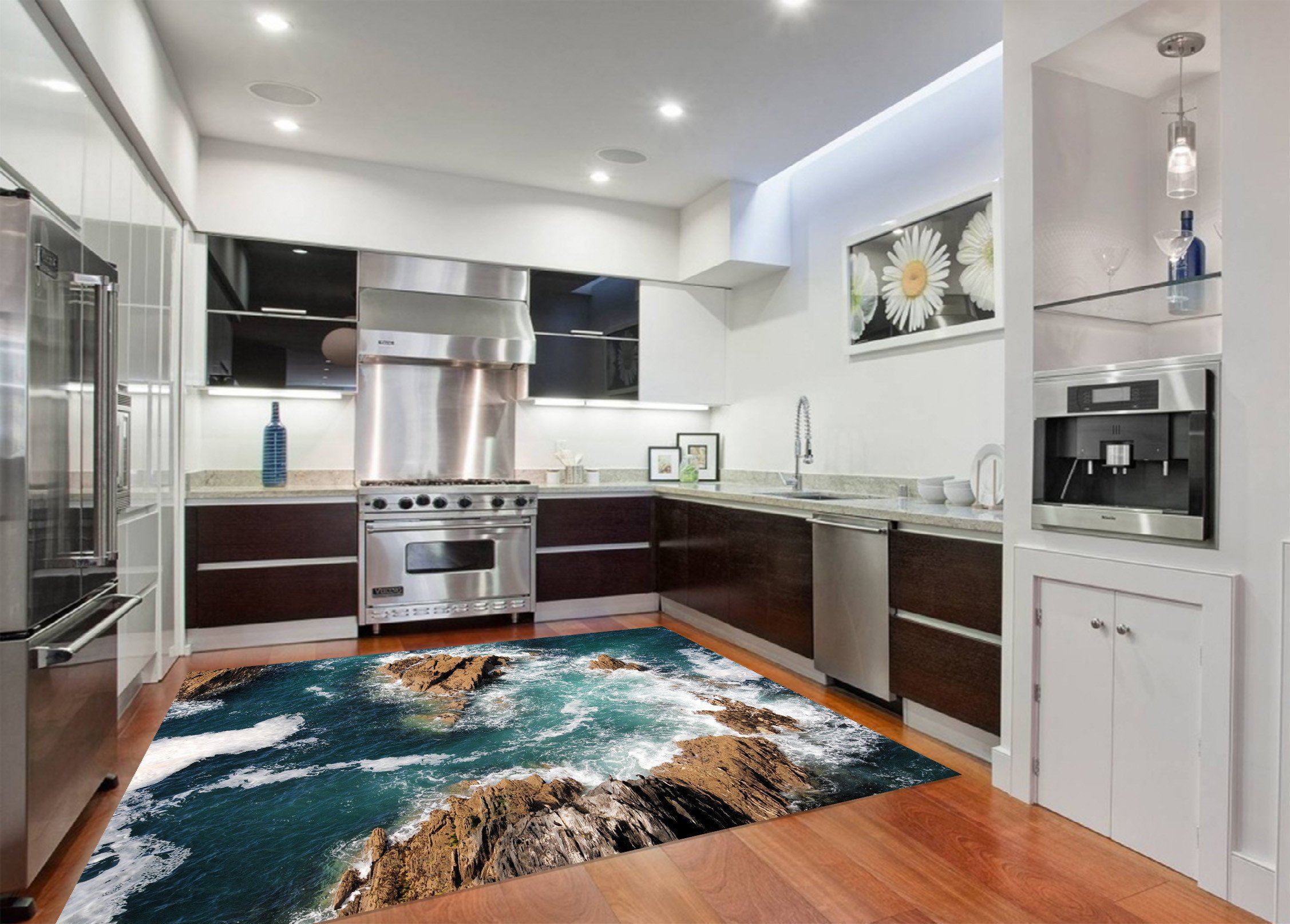 3D Sea Stone Island Kitchen Mat Floor Mural Wallpaper AJ Wallpaper 