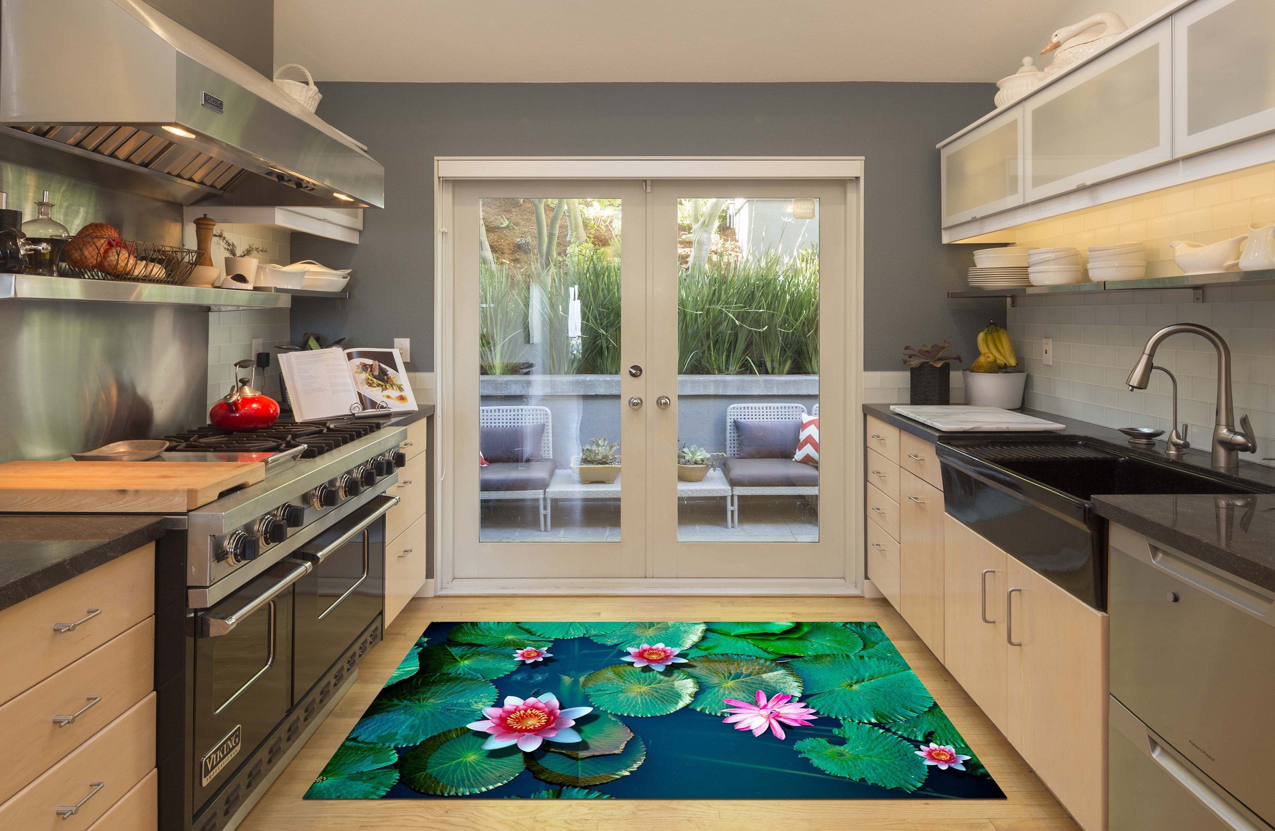 3D Fresh Water Lily 164 Kitchen Mat Floor Mural Wallpaper AJ Wallpaper 