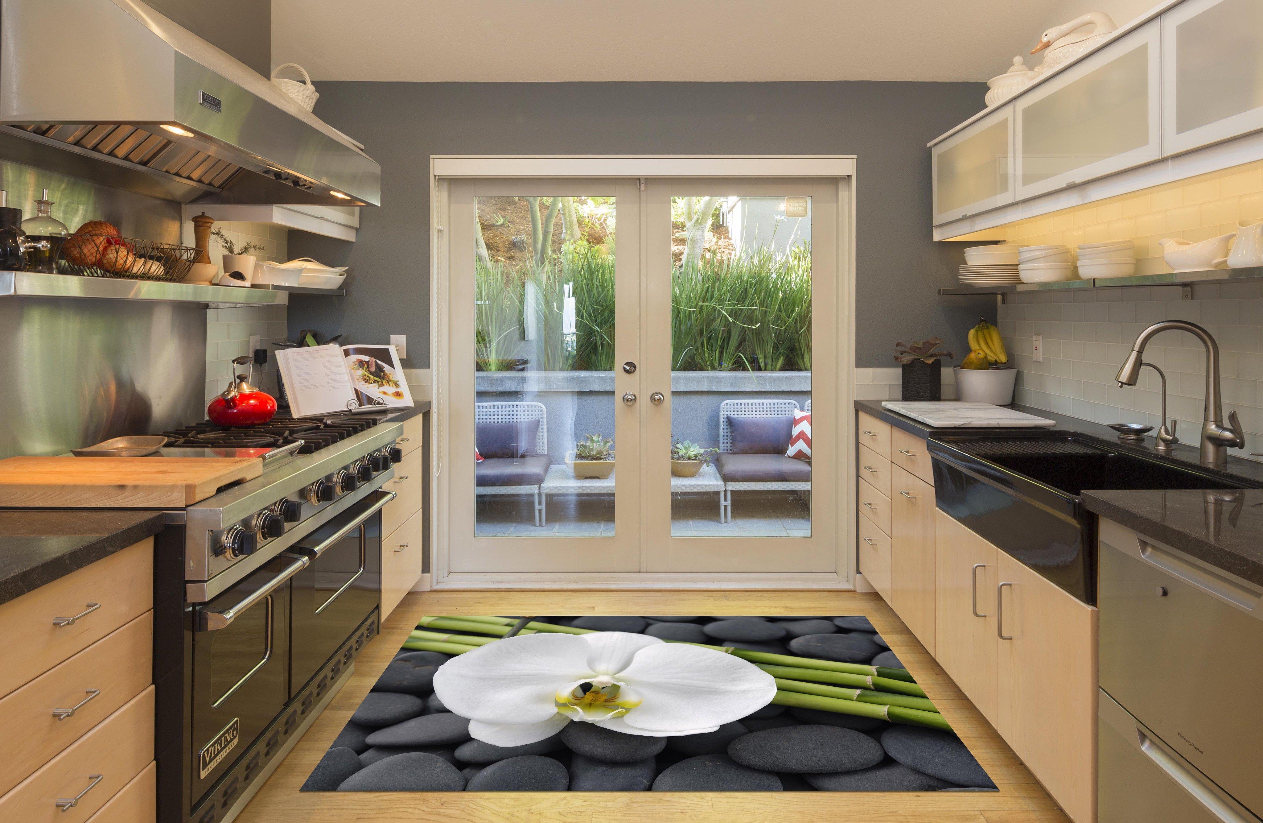 3D Flowers Stones 668 Kitchen Mat Floor Mural Wallpaper AJ Wallpaper 