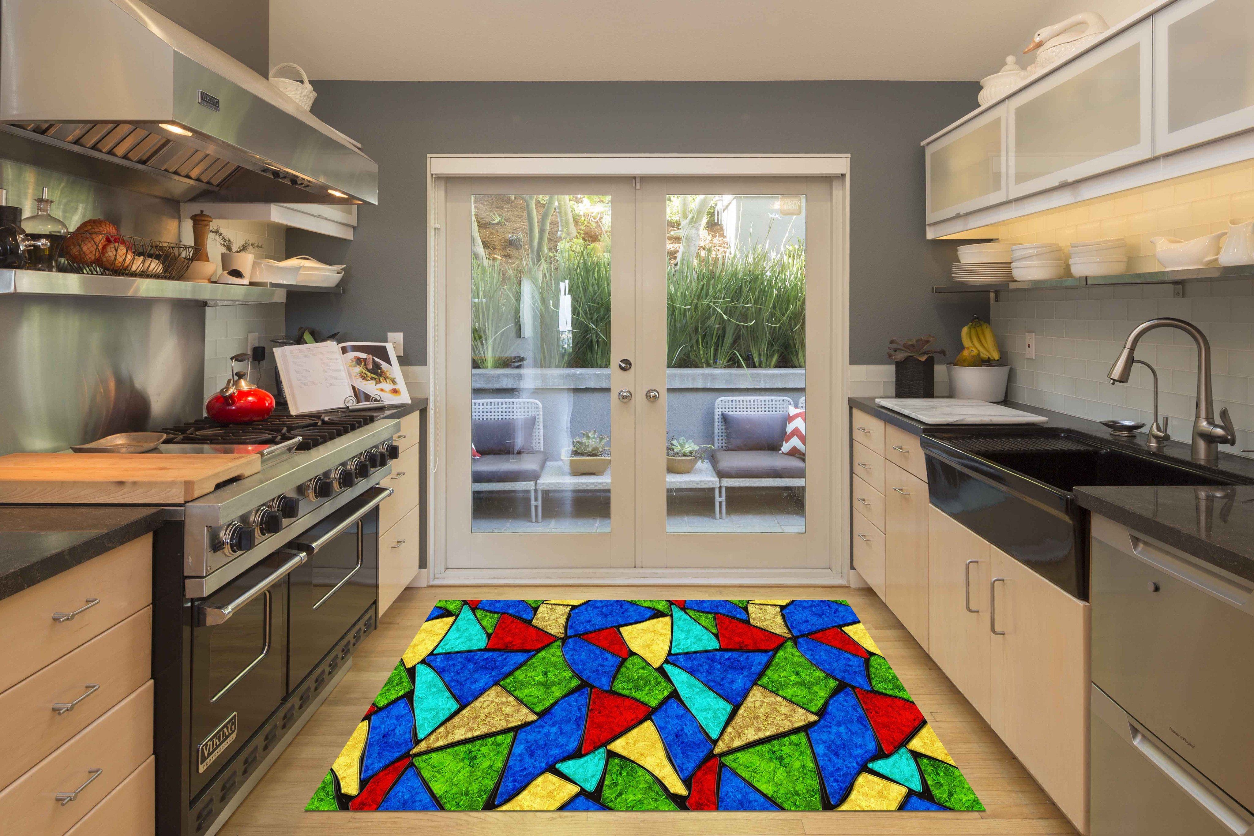 3D Color Blocks Pattern Kitchen Mat Floor Mural Wallpaper AJ Wallpaper 