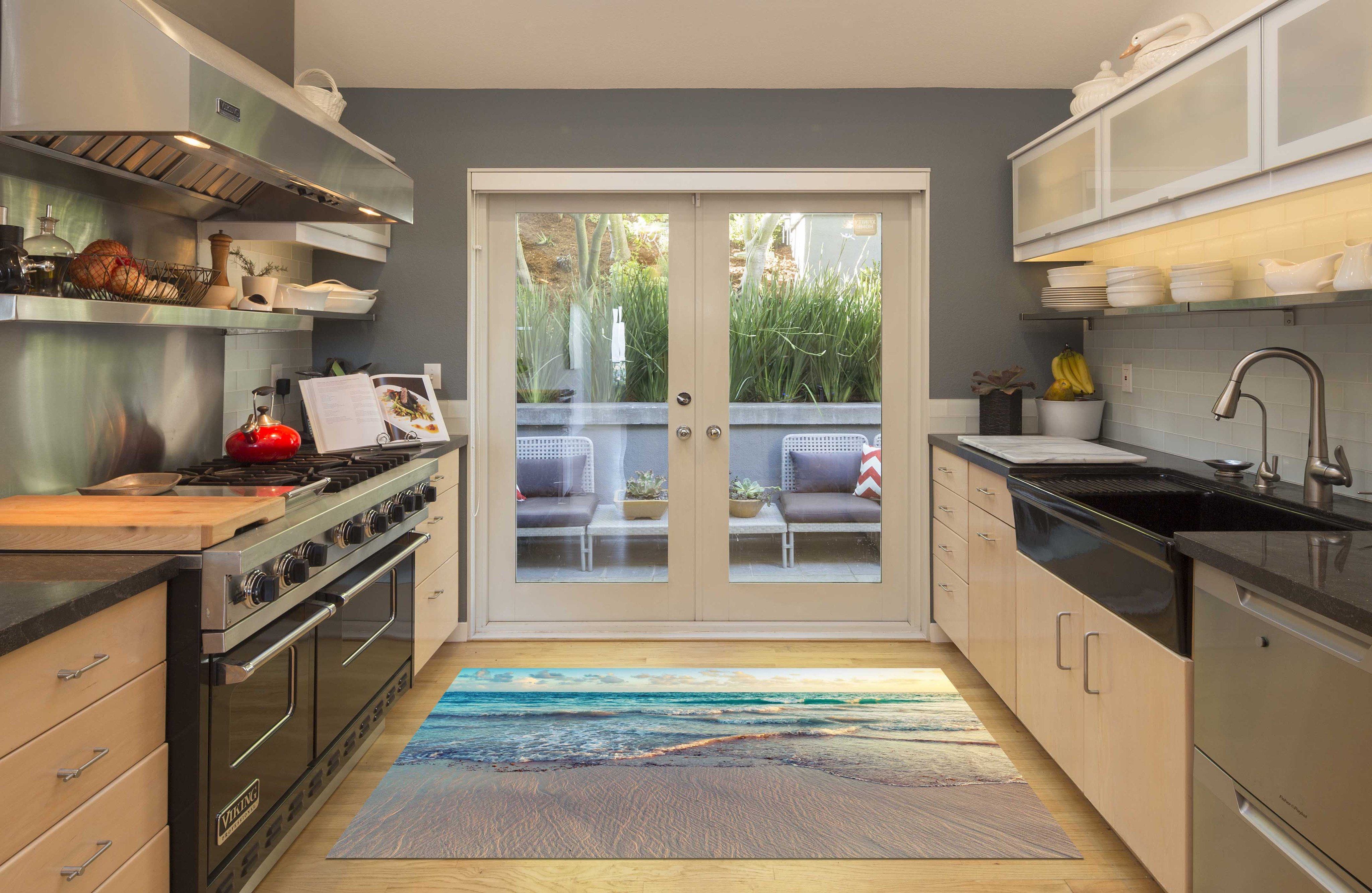 3D Beach Waves 054 Kitchen Mat Floor Mural Wallpaper AJ Wallpaper 