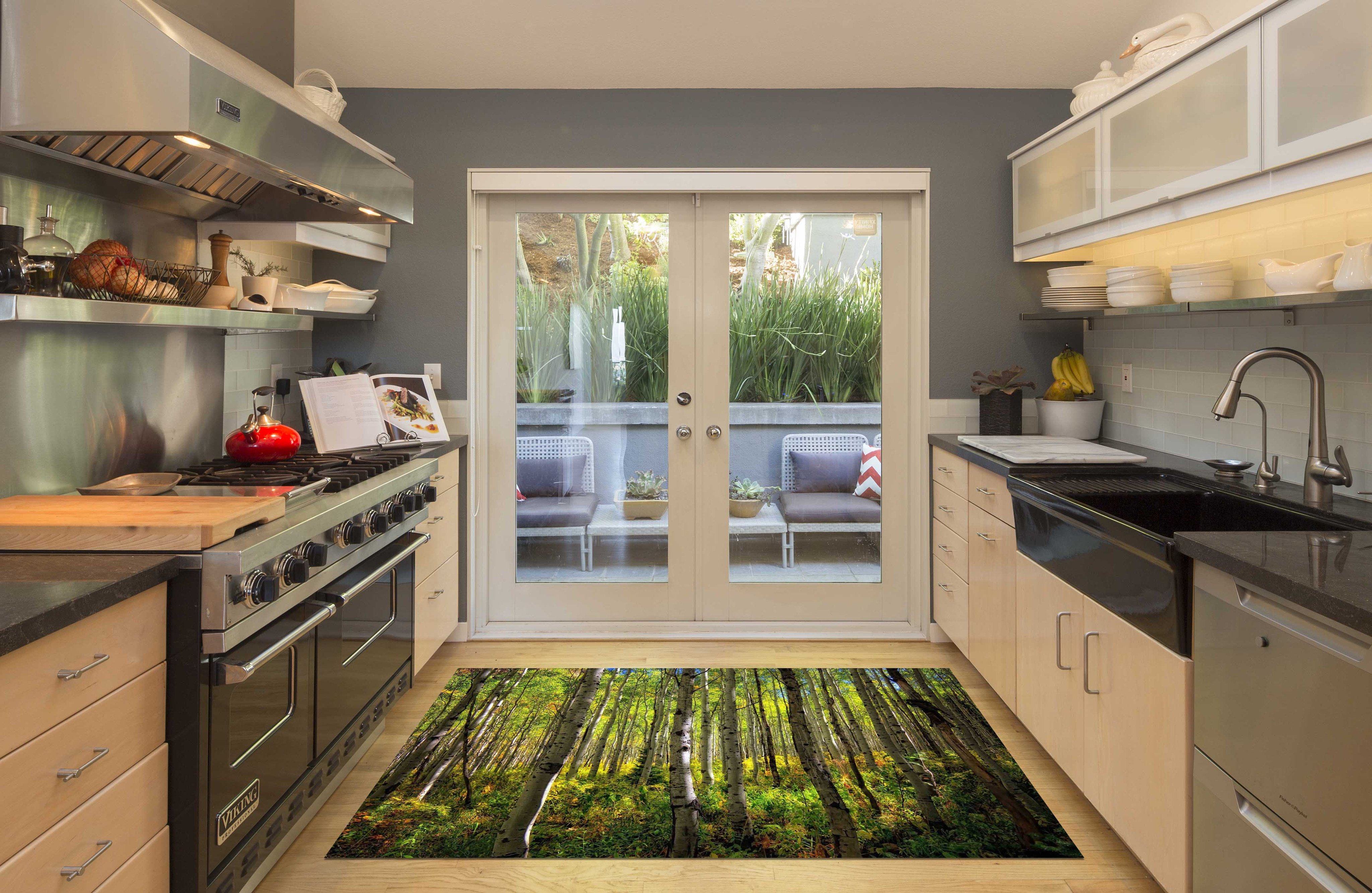 3D Forest Trees Kitchen Mat Floor Mural Wallpaper AJ Wallpaper 