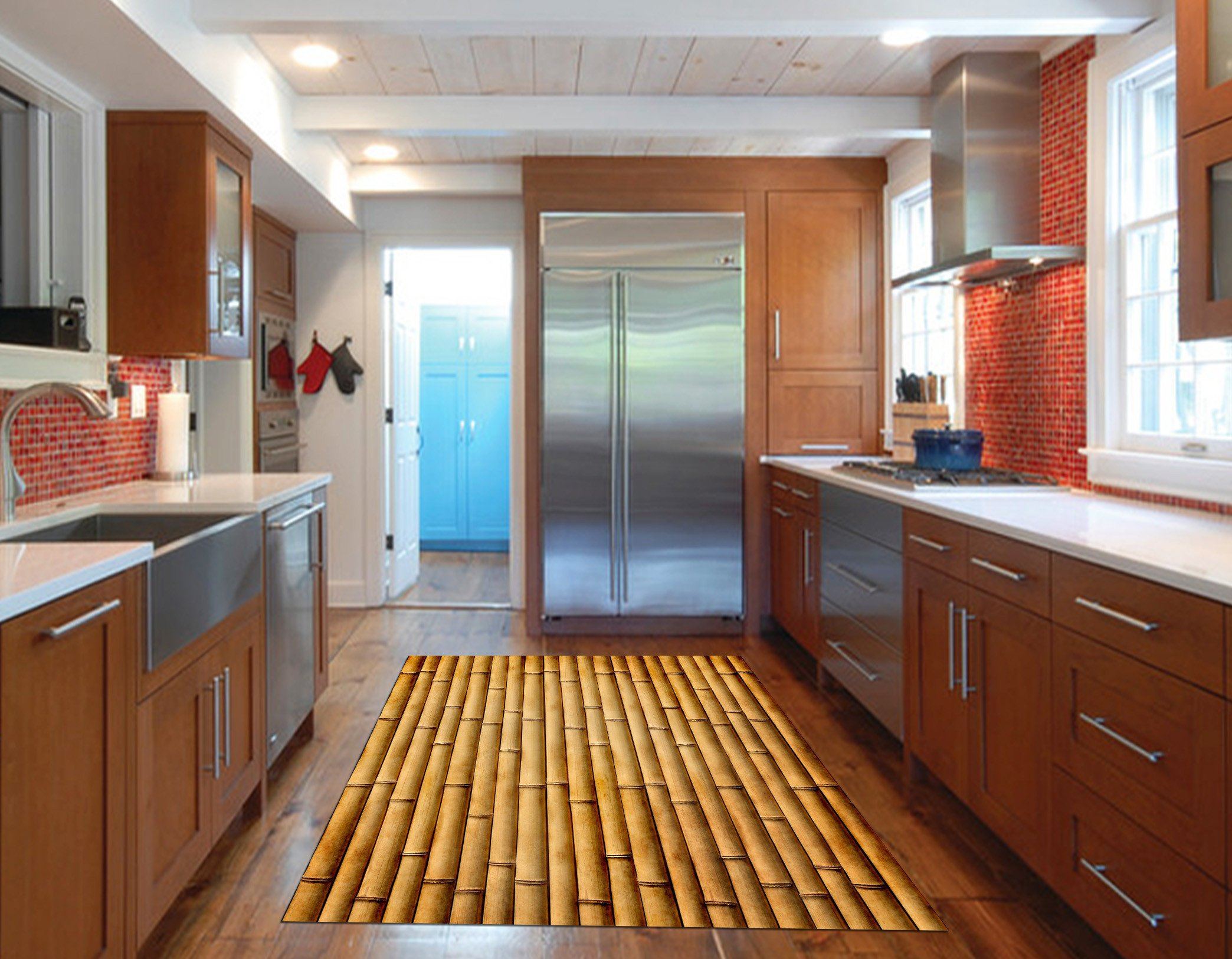 3D Bamboo Poles Kitchen Mat Floor Mural Wallpaper AJ Wallpaper 