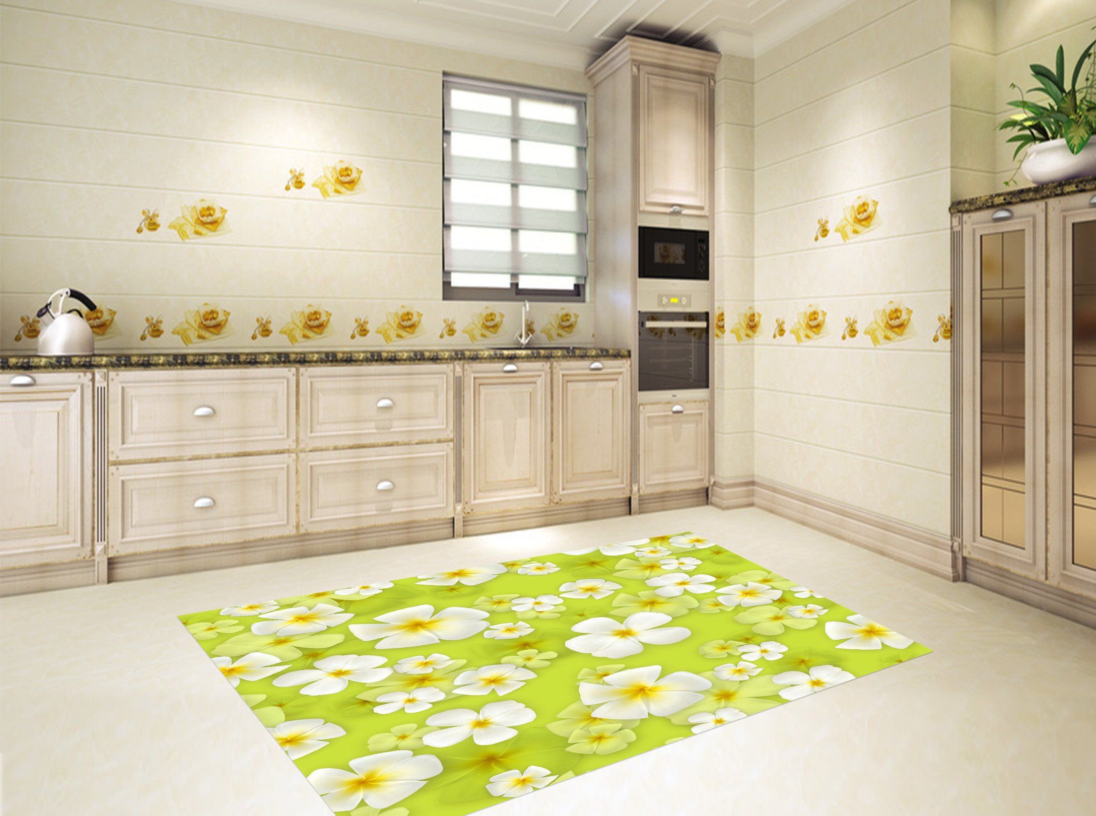 3D Pretty Flowers Kitchen Mat Floor Mural Wallpaper AJ Wallpaper 