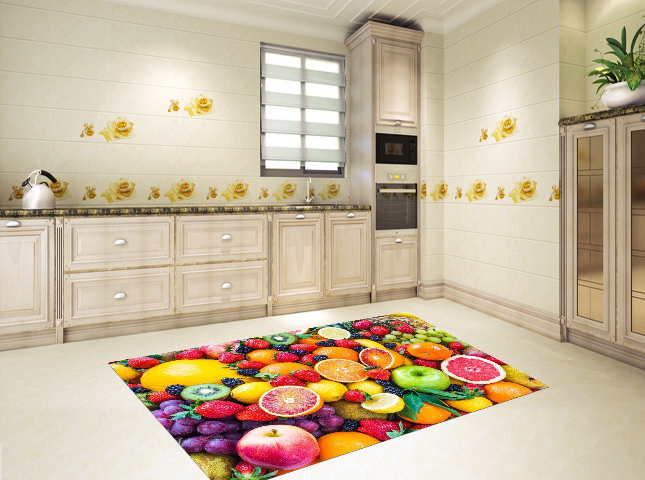 3D Colorful Fruits Kitchen Mat Floor Mural Wallpaper AJ Wallpaper 