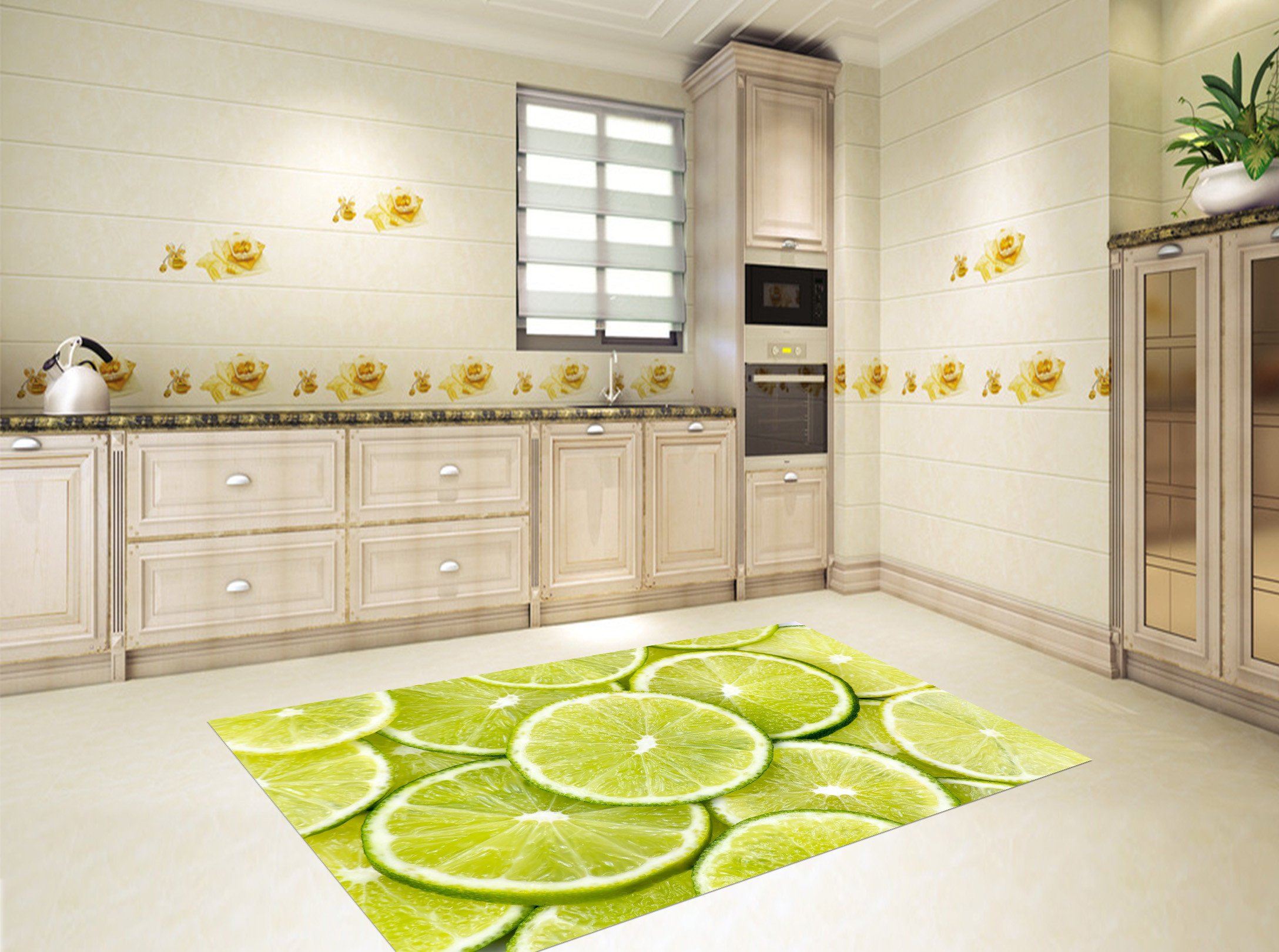 3D Lemon Slices Kitchen Mat Floor Mural Wallpaper AJ Wallpaper 