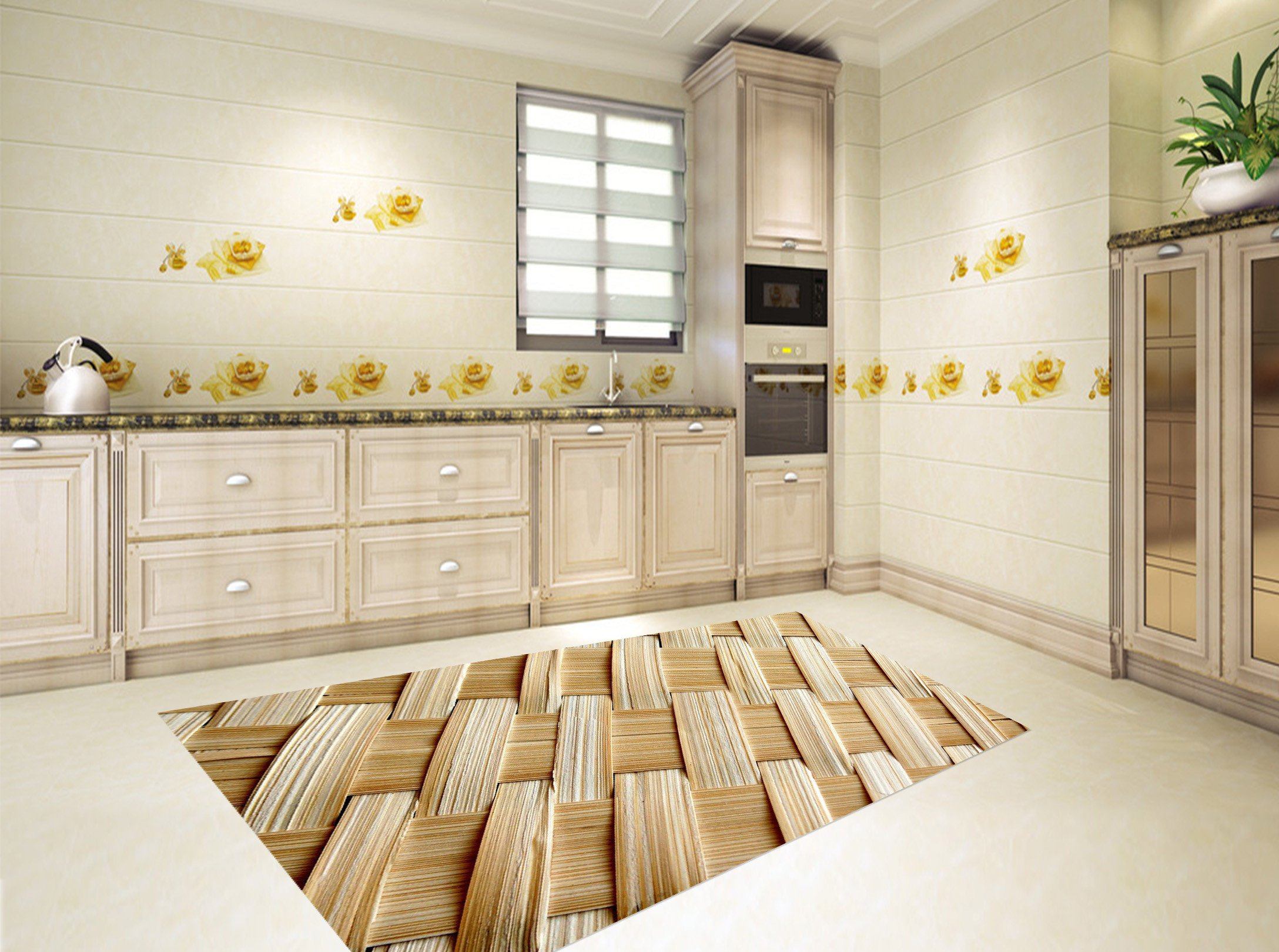 3D Bamboo Weave 651 Kitchen Mat Floor Mural Wallpaper AJ Wallpaper 