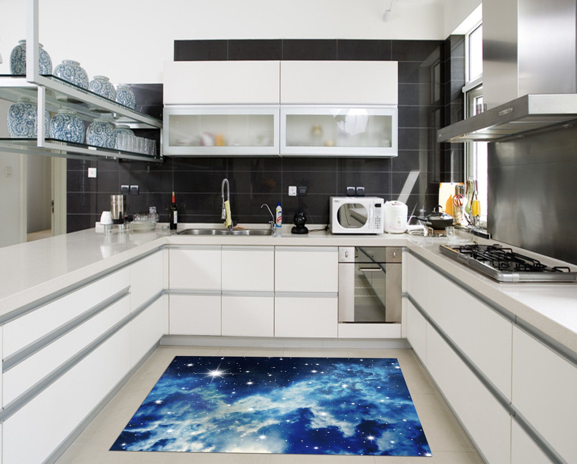 3D Shining Stars Sky Kitchen Mat Floor Mural Wallpaper AJ Wallpaper 