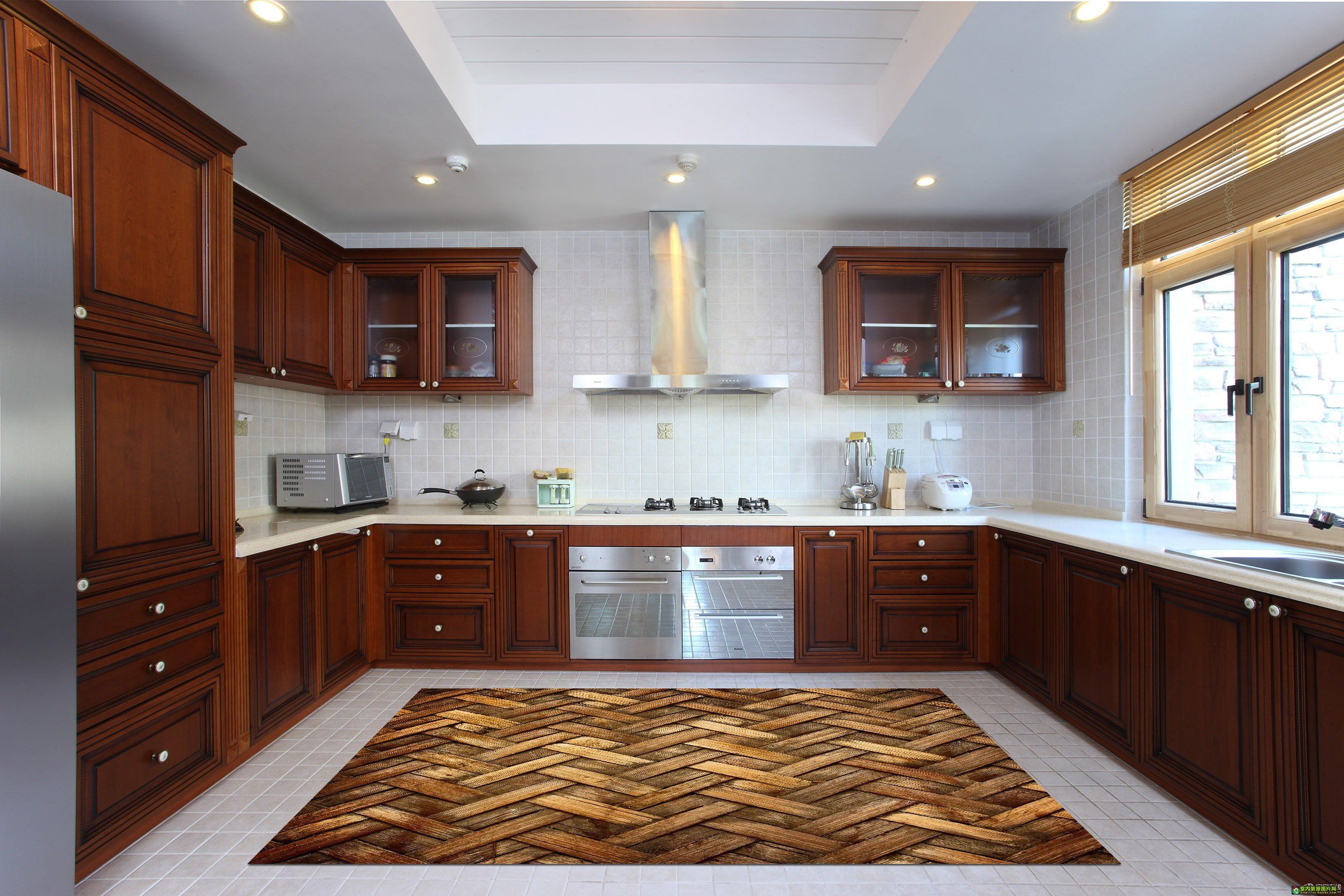 3D Mottled Bamboo Pattern Kitchen Mat Floor Mural Wallpaper AJ Wallpaper 