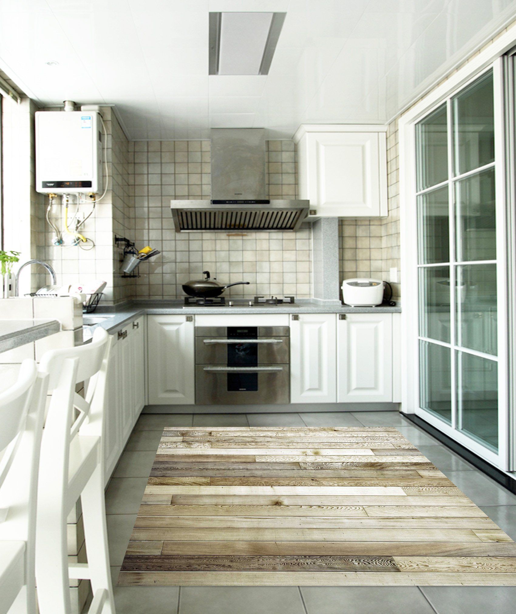 3D Flat Wooden Boards Kitchen Mat Floor Mural Wallpaper AJ Wallpaper 