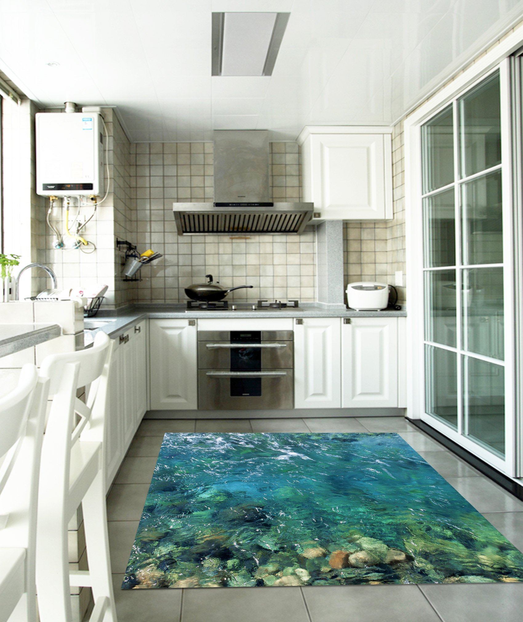 3D Flowing Water Kitchen Mat Floor Mural Wallpaper AJ Wallpaper 