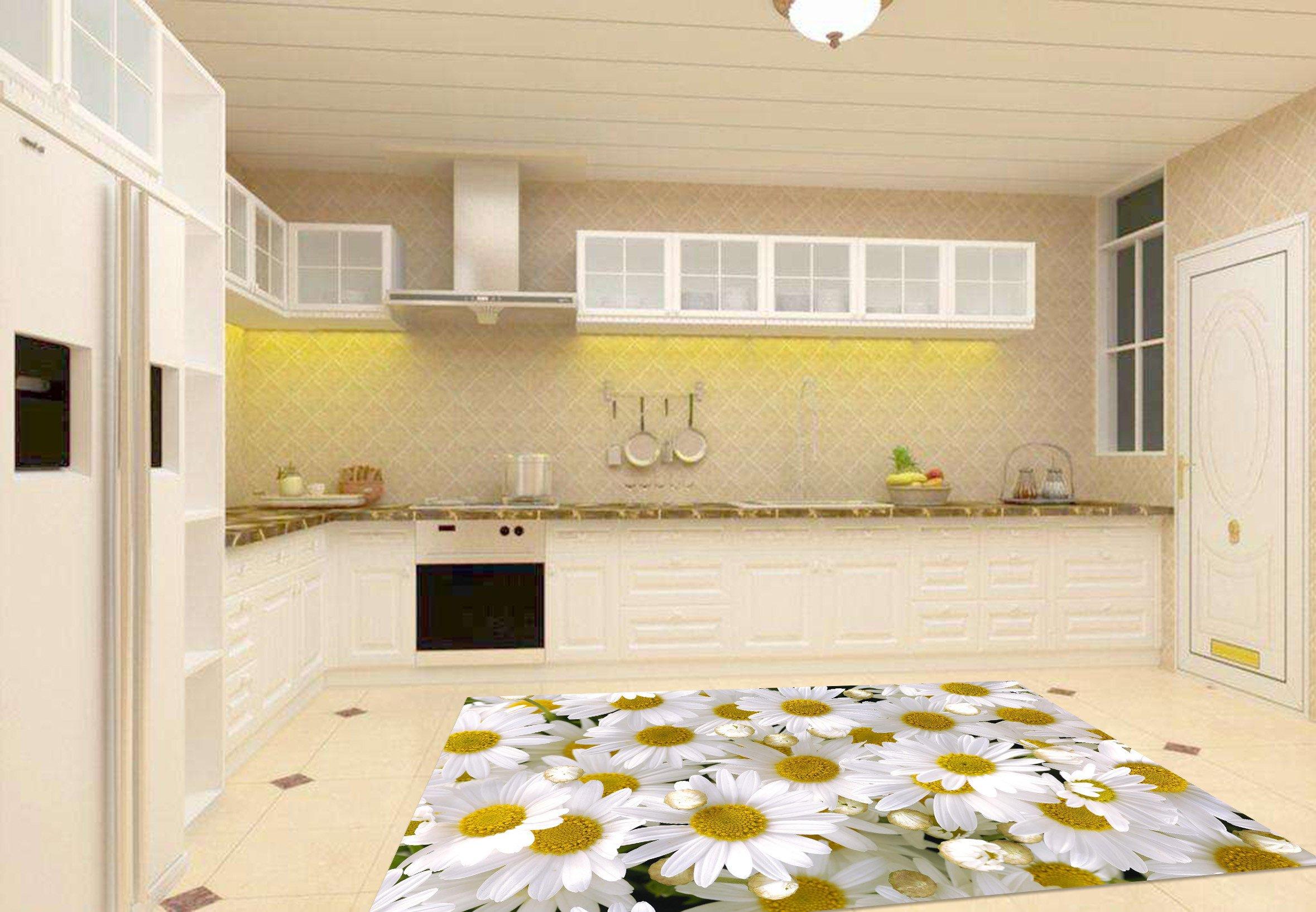 3D Fresh Flowers Kitchen Mat Floor Mural Wallpaper AJ Wallpaper 