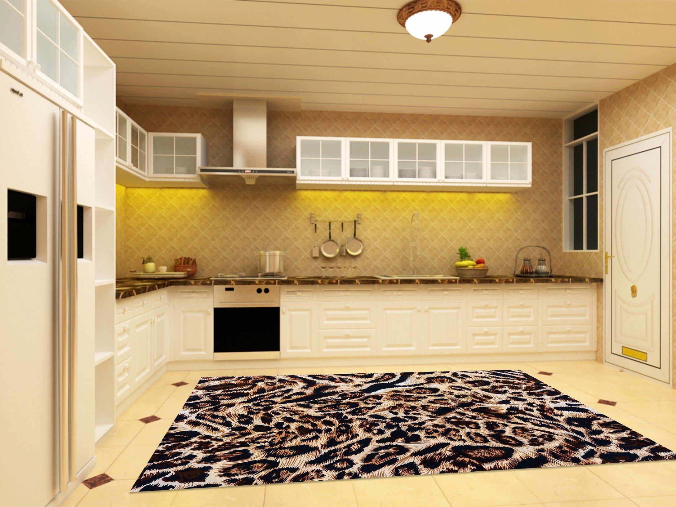 3D Leopard Pattern 22 Kitchen Mat Floor Mural Wallpaper AJ Wallpaper 