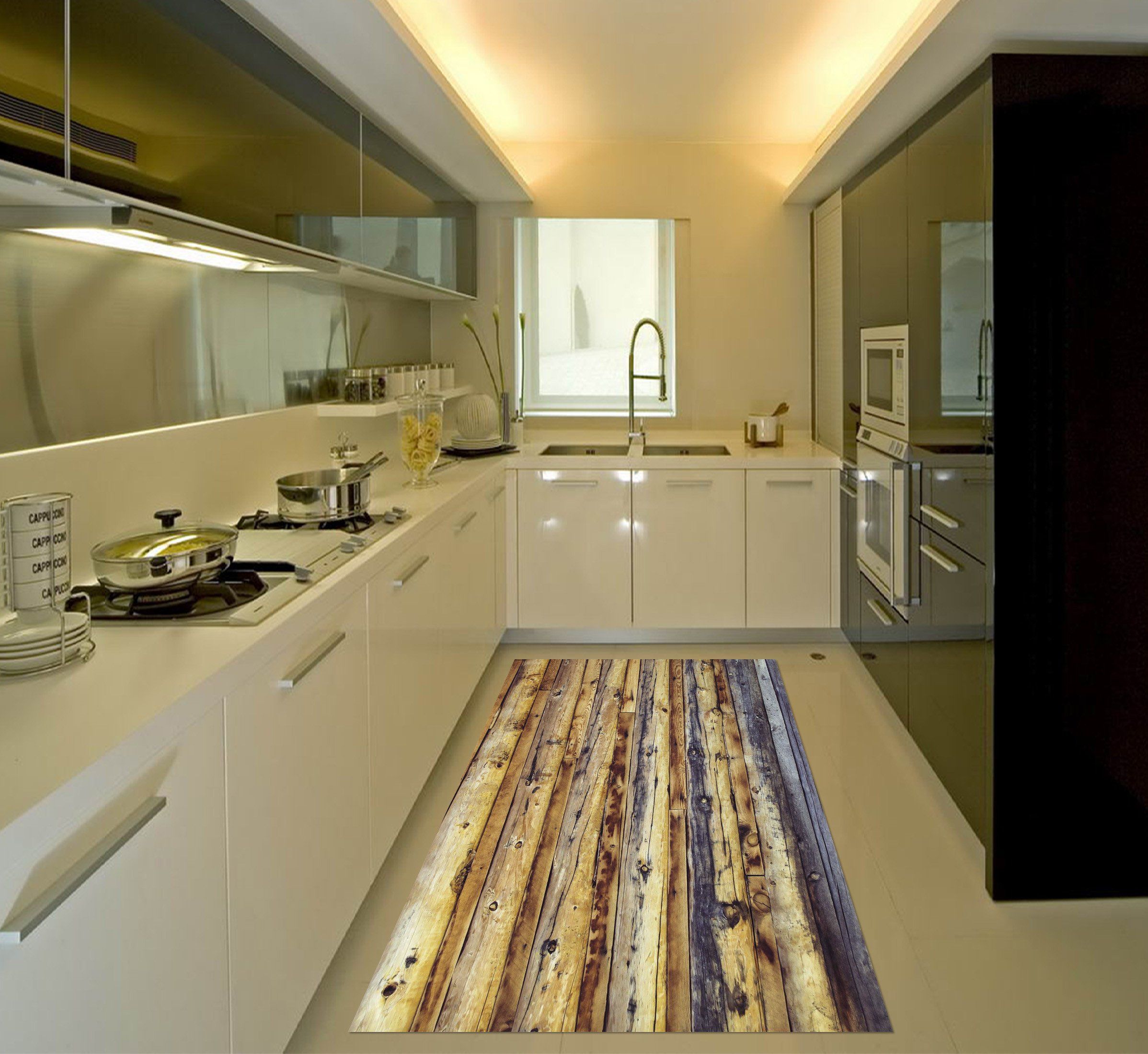 3D Wooden Planks Kitchen Mat Floor Mural Wallpaper AJ Wallpaper 