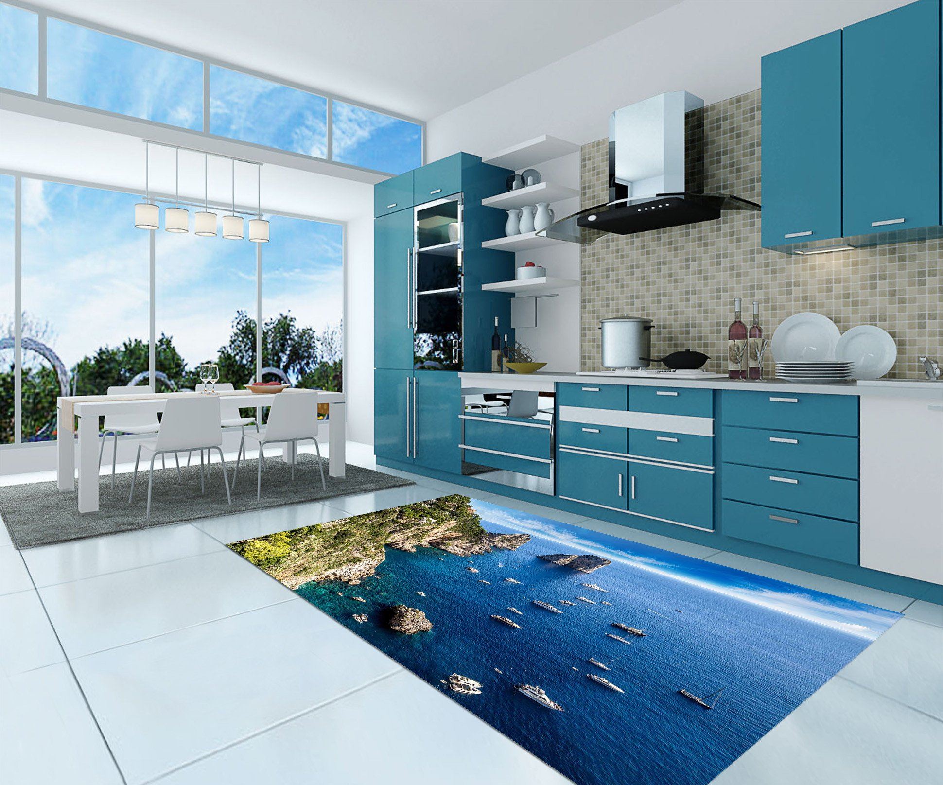 3D Sea Coast Scenery 073 Kitchen Mat Floor Mural Wallpaper AJ Wallpaper 