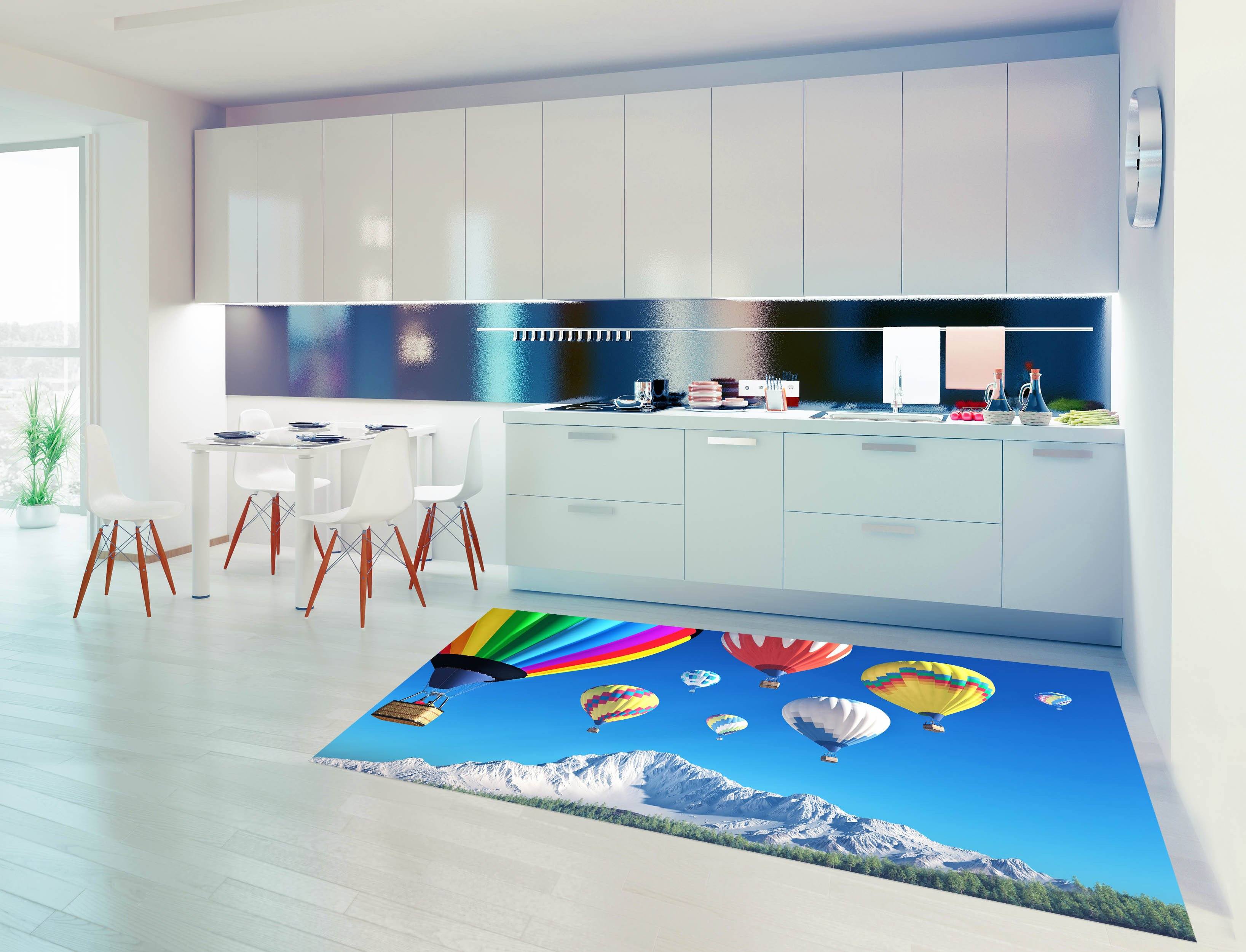 3D Hot Air Balloons 123 Kitchen Mat Floor Mural Wallpaper AJ Wallpaper 