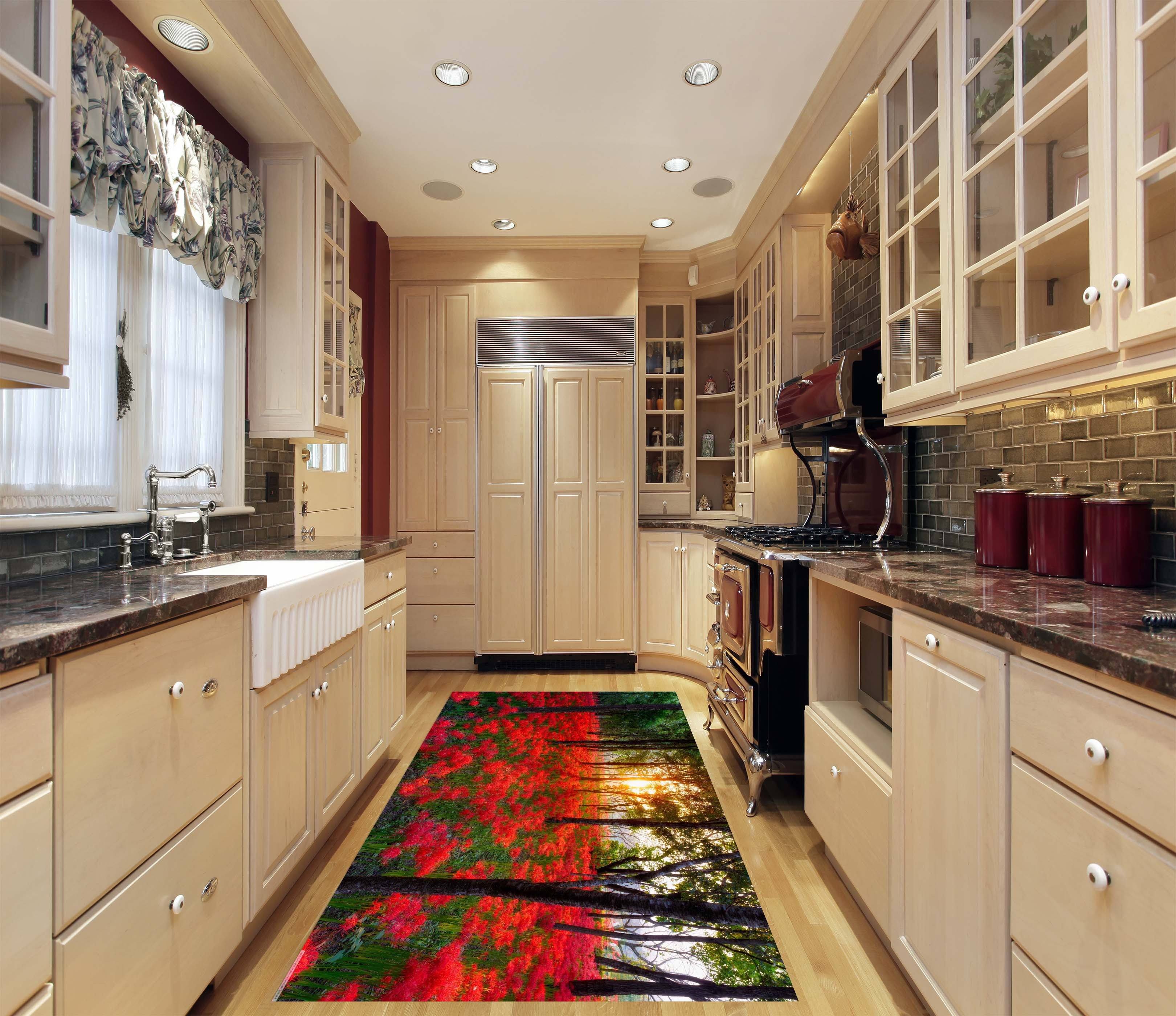 3D Trees And Flowers 040 Kitchen Mat Floor Mural Wallpaper AJ Wallpaper 
