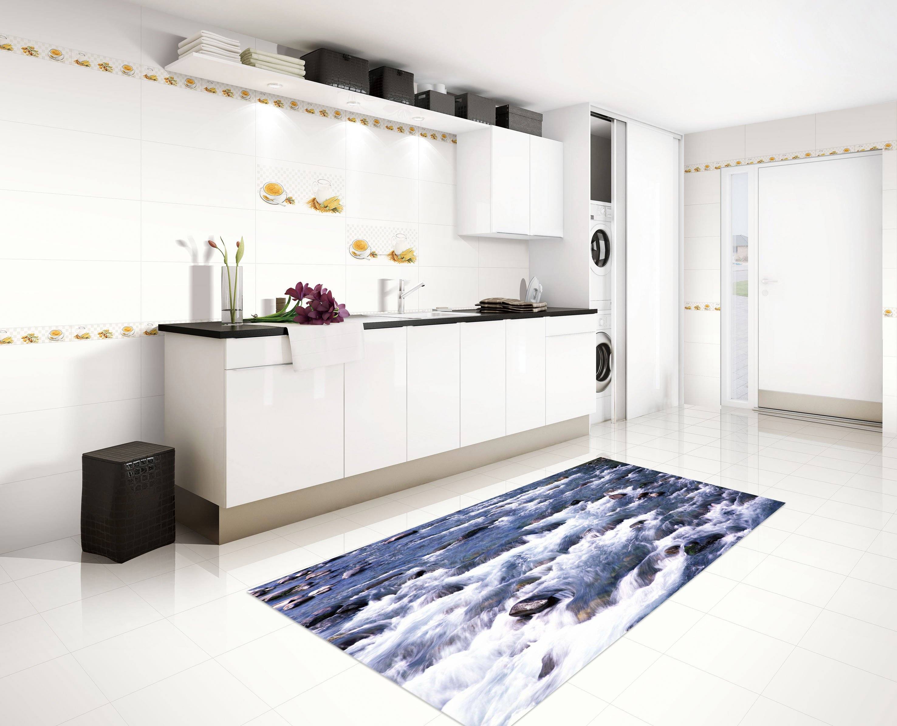 3D River Stones 017 Kitchen Mat Floor Mural Wallpaper AJ Wallpaper 