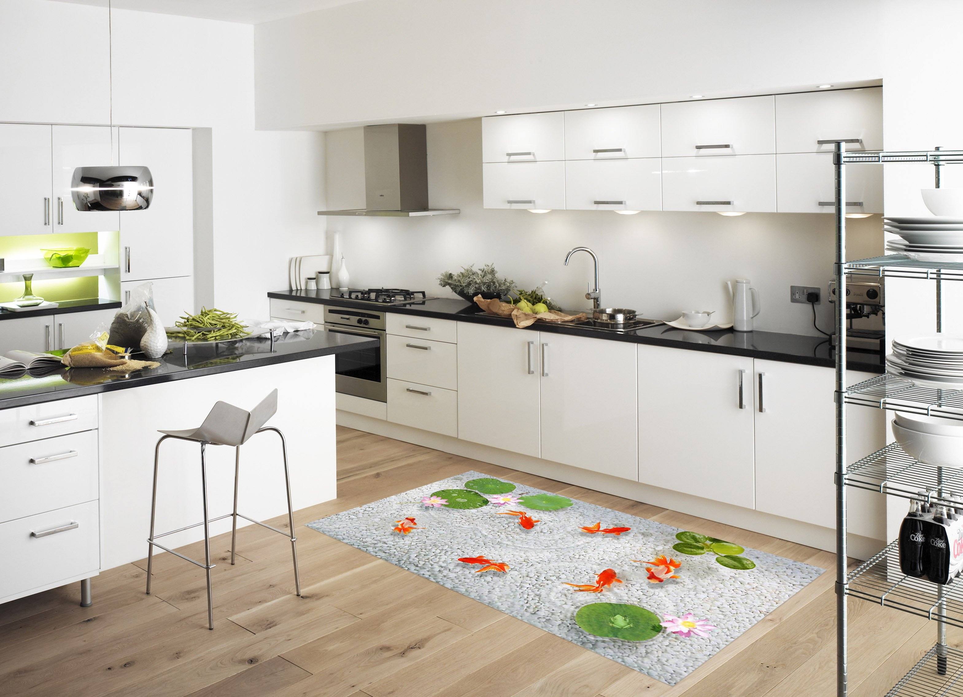 3D Fish Pond Stones Kitchen Mat Floor Mural Wallpaper AJ Wallpaper 