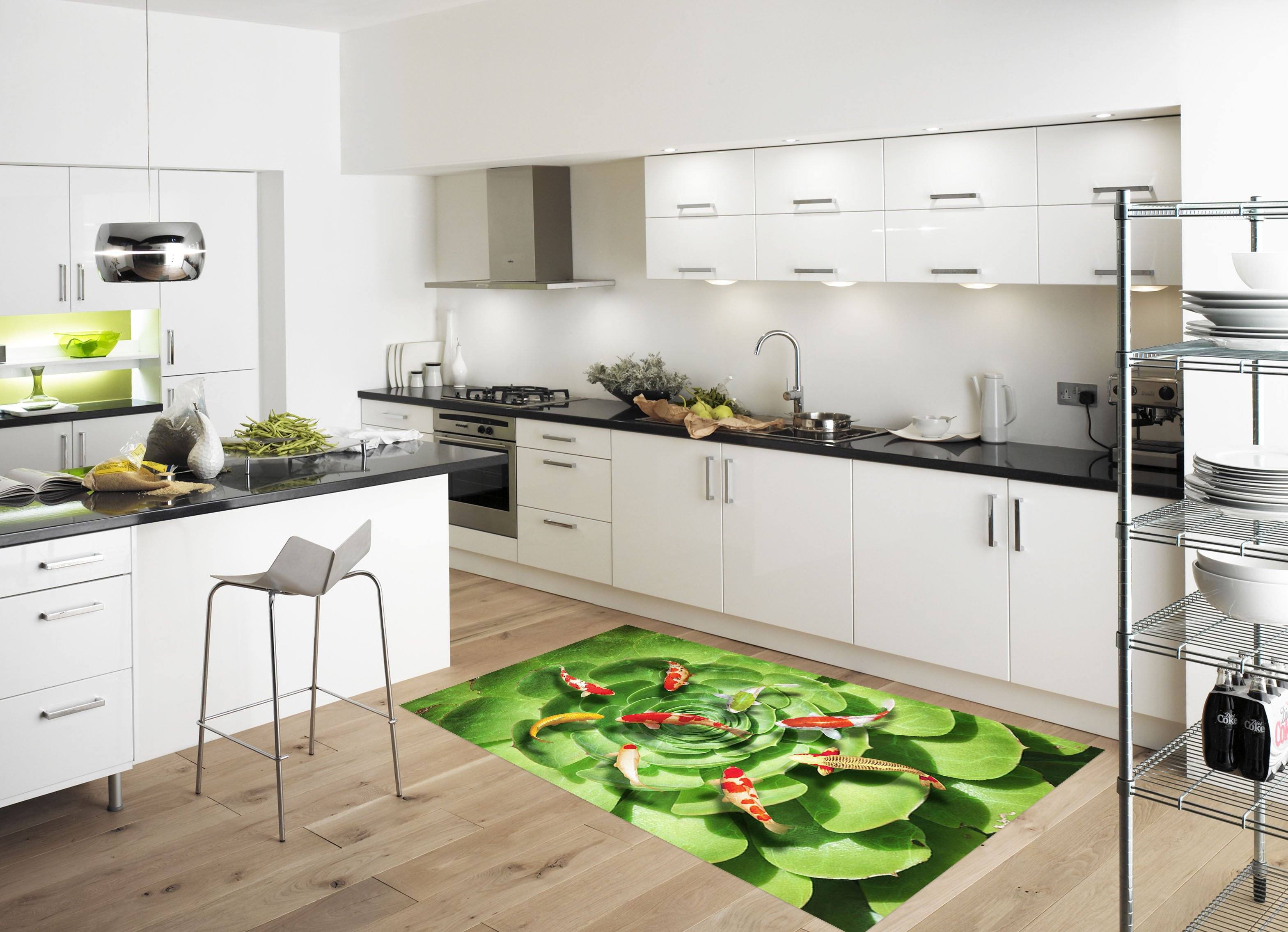 3D Fishes And Plant 170 Kitchen Mat Floor Mural Wallpaper AJ Wallpaper 