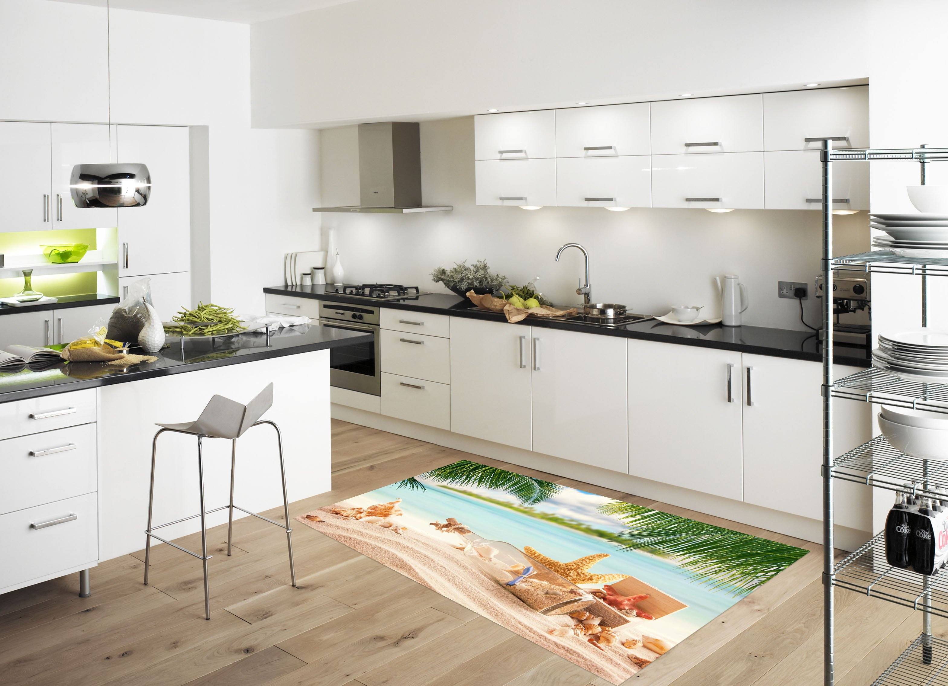 3D Beach Drifting Bottle 091 Kitchen Mat Floor Mural Wallpaper AJ Wallpaper 