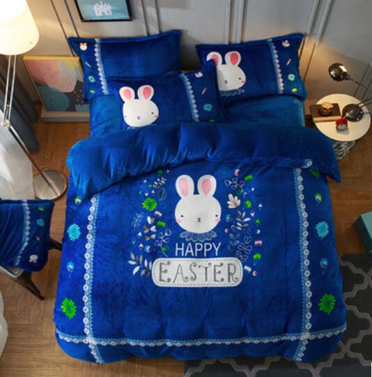 3D Blue Bunny 18094 Bed Pillowcases Quilt
