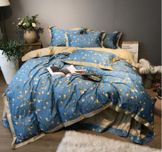 3D Blue Flowers 40048 Bed Pillowcases Quilt
