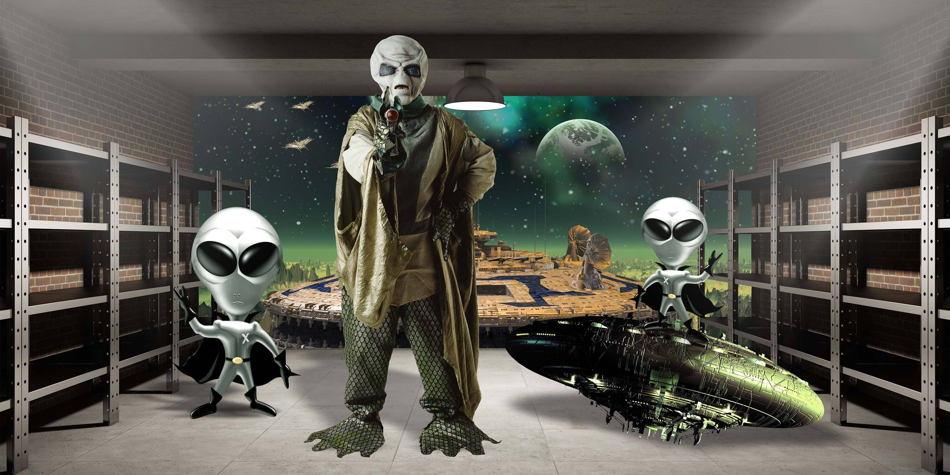 3D Aliens 400 Garage Door Mural Wallpaper AJ Wallpaper 