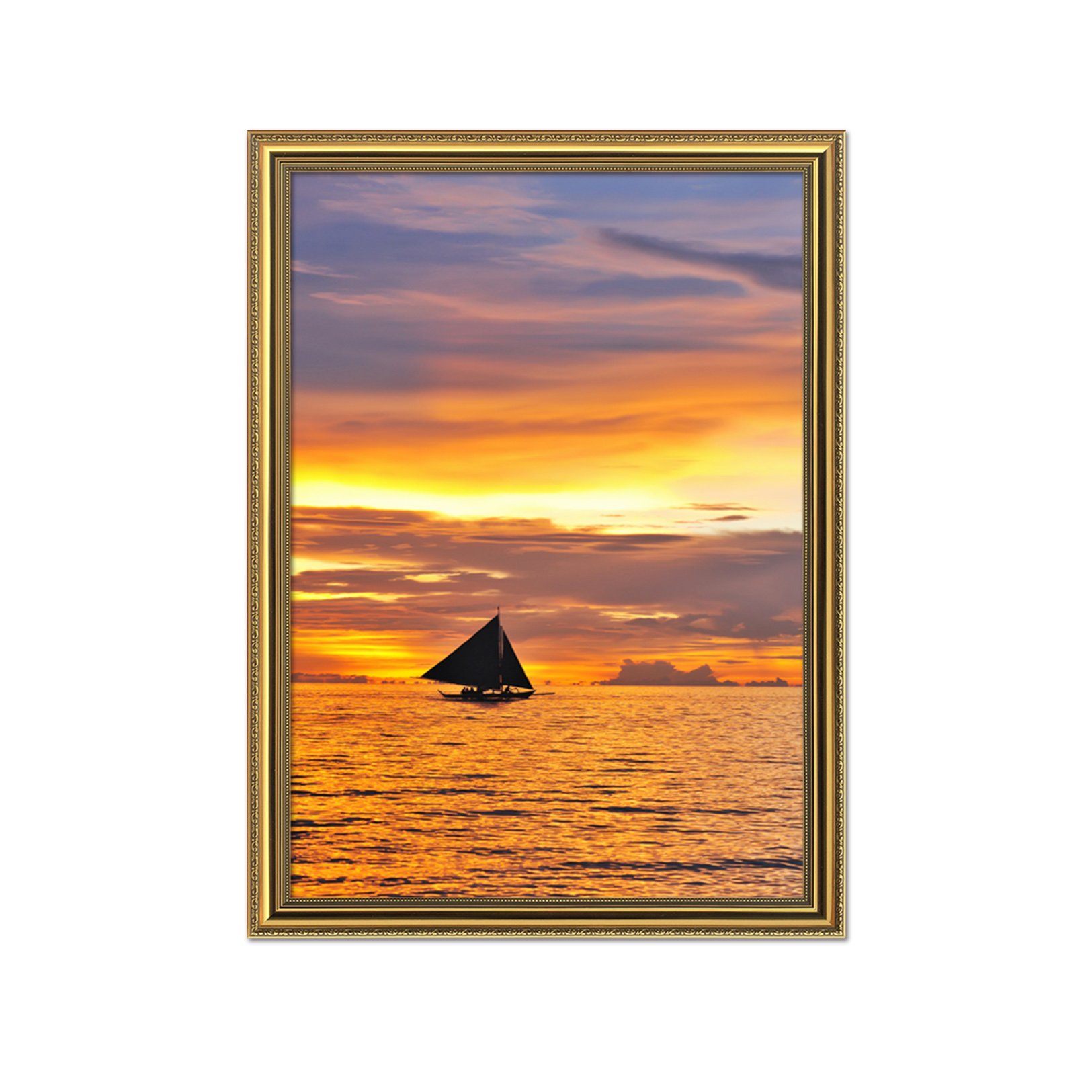 3D Evening Boat 026 Fake Framed Print Painting Wallpaper AJ Creativity Home 