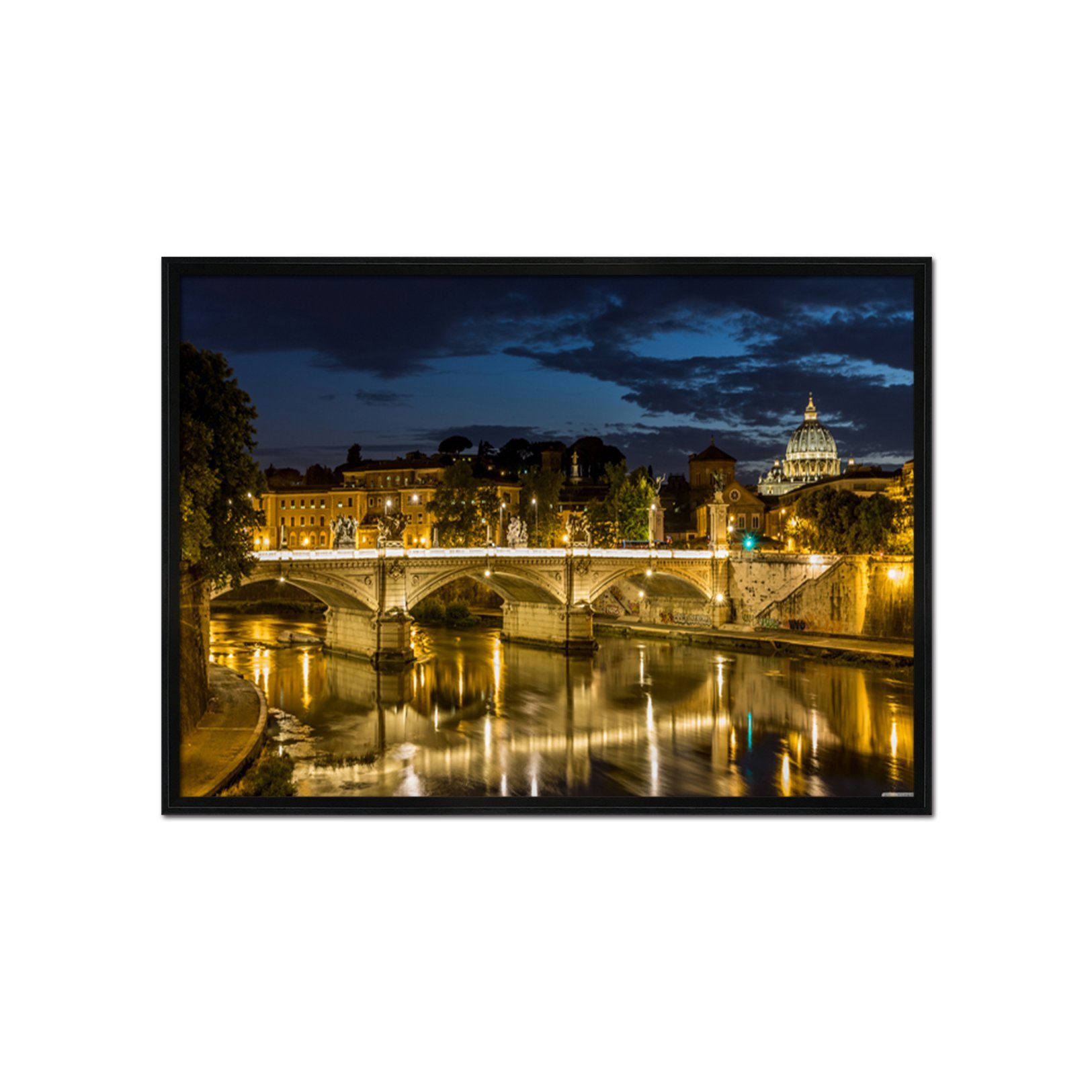 3D Night Bridge 042 Fake Framed Print Painting Wallpaper AJ Creativity Home 