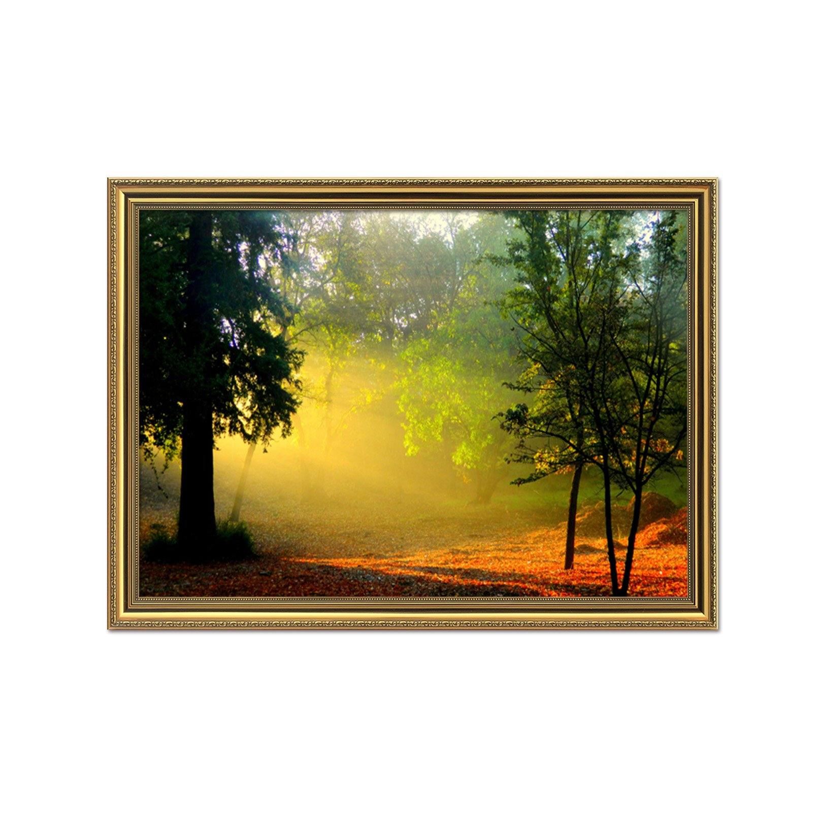 3D Sunshine Leaves 033 Fake Framed Print Painting Wallpaper AJ Creativity Home 