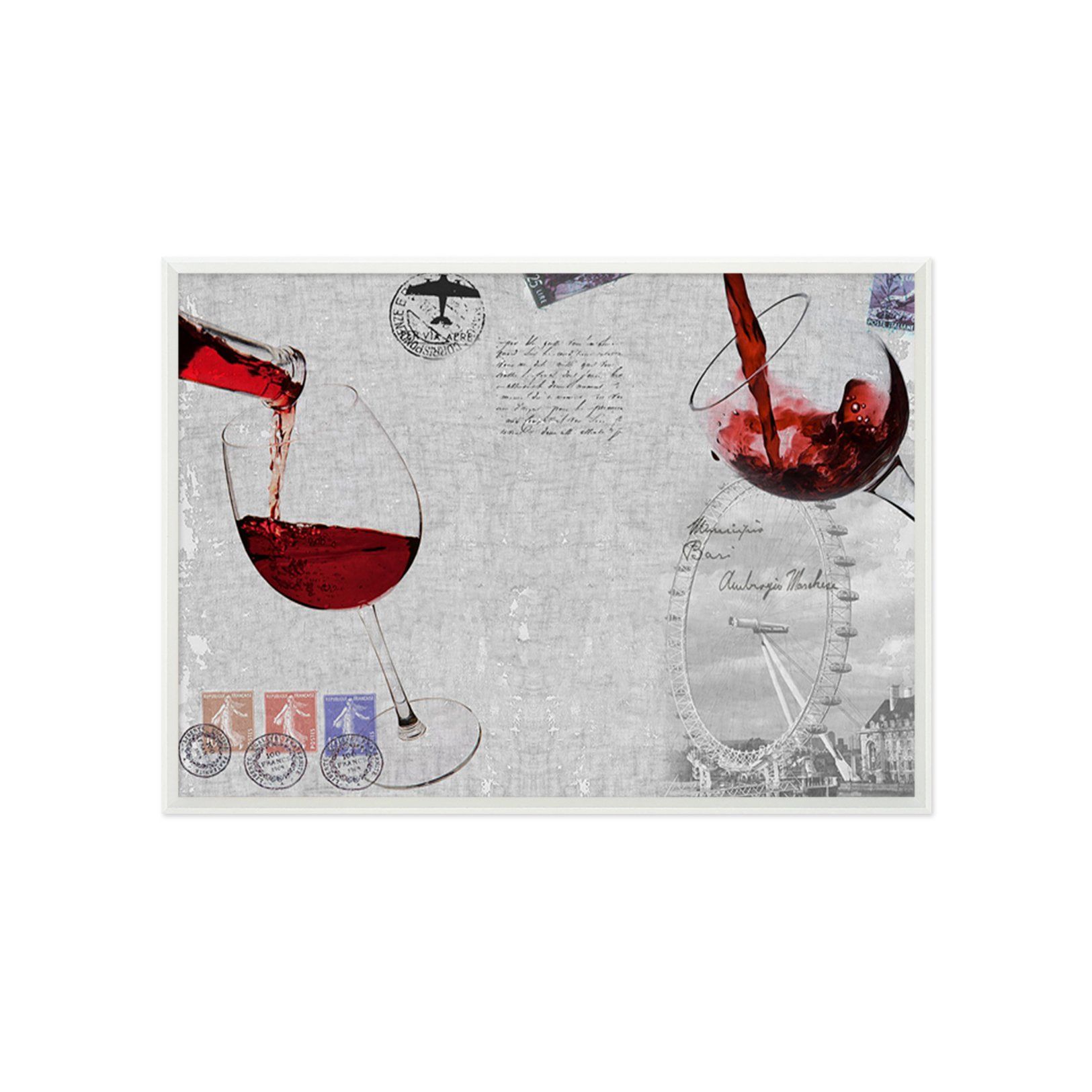 3D Red Wine Glass 041 Fake Framed Print Painting Wallpaper AJ Creativity Home 