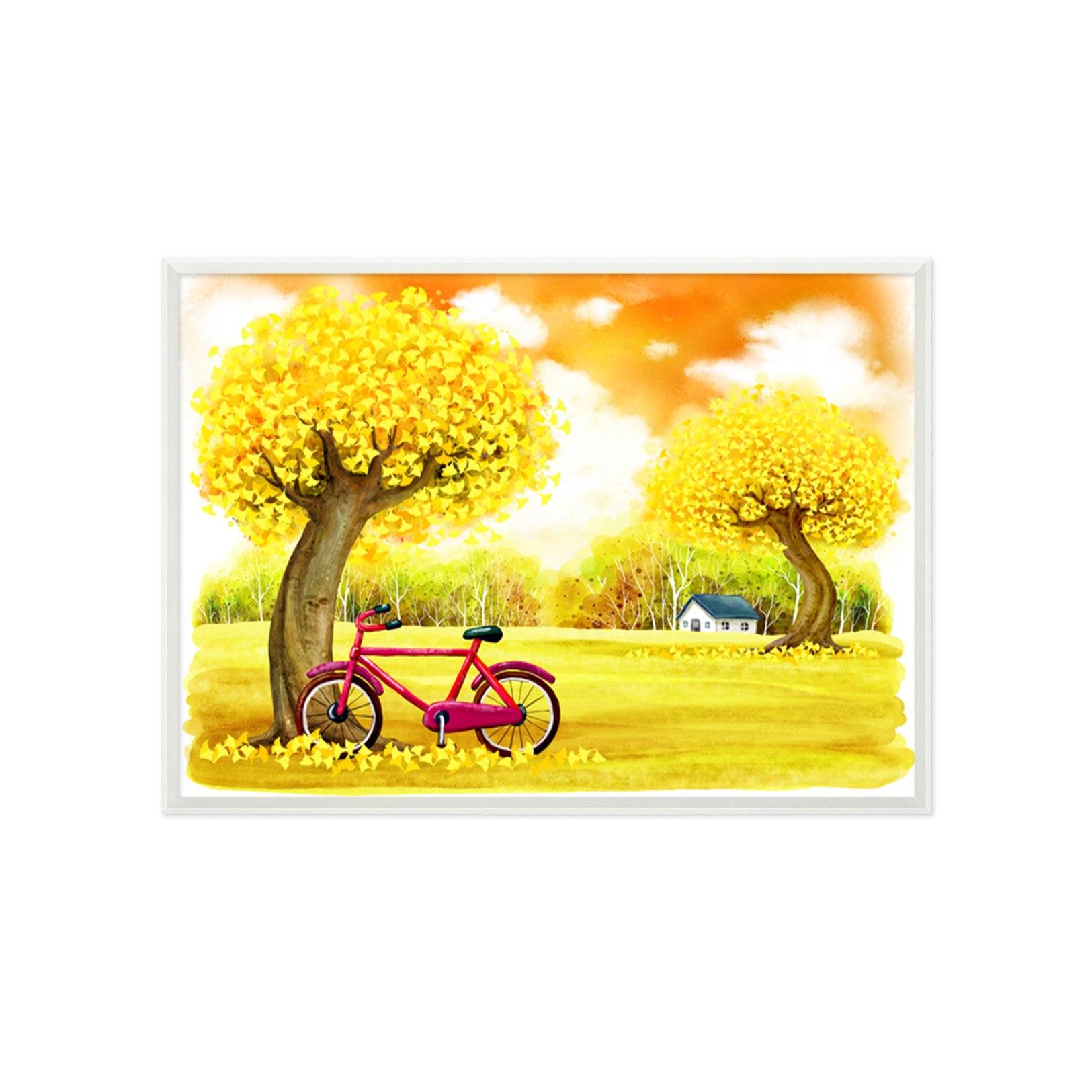3D Red Bicycle 006 Fake Framed Print Painting Wallpaper AJ Creativity Home 