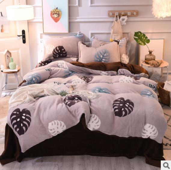 3D Gray Background Color Leaves 14008 Bed Pillowcases Quilt