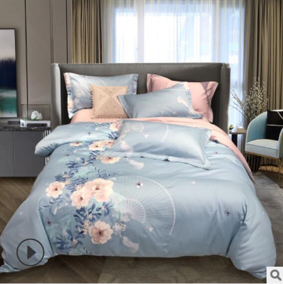 3D Light Blue Flowers 20145 Bed Pillowcases Quilt