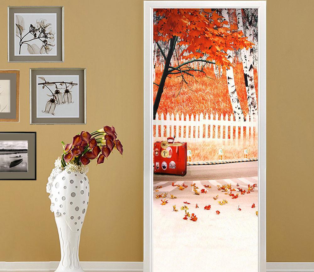 3D maple wood chair fence painting door mural Wallpaper AJ Wallpaper 