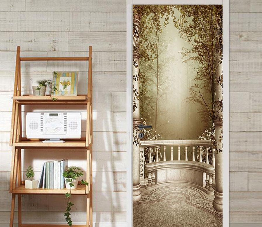 3D balcony sunshine woods door mural Wallpaper AJ Wallpaper 