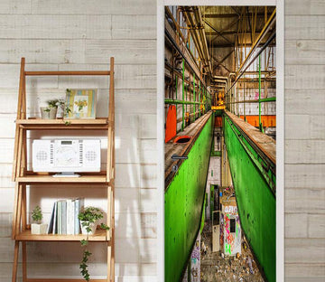 3D roof beam railing the green wall door mural Wallpaper AJ Wallpaper 