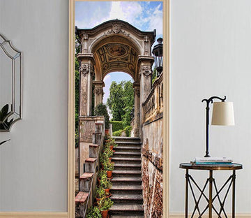 3D pavilion column the stone steps door mural Wallpaper AJ Wallpaper 