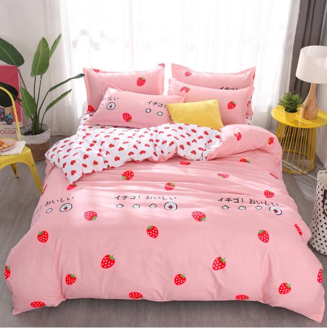 3D Pink Bottom Strawberry 3002 Bed Pillowcases Quilt
