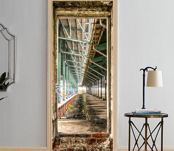 3D moss tall pillars field painting door mural Wallpaper AJ Wallpaper 