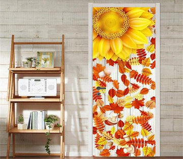 3D sunflower oil painting door mural Wallpaper AJ Wallpaper 