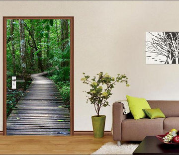 3D forest wooden path 14 door mural Wallpaper AJ Wallpaper 