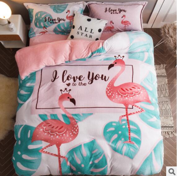 3D Flamingo Leaves 18100 Bed Pillowcases Quilt
