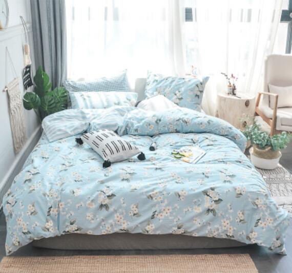 3D Light Blue Flowers 40084 Bed Pillowcases Quilt