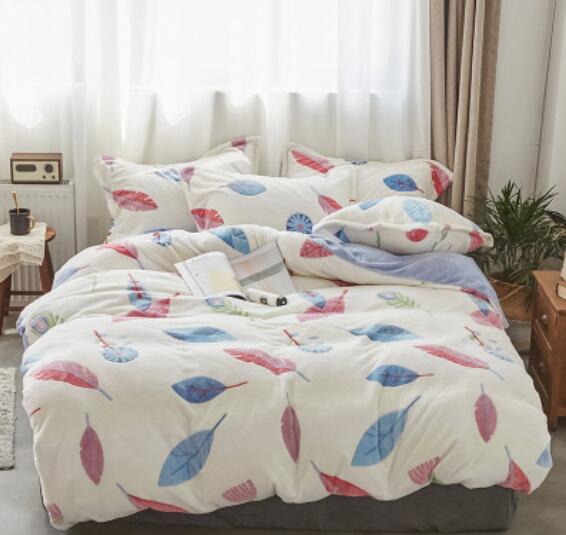 3D Red And Blue Leaves 17039 Bed Pillowcases Quilt
