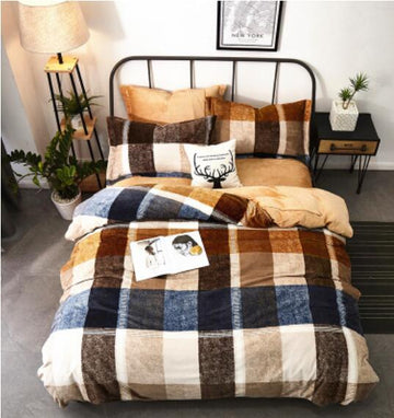 3D Brown Plaid 20159 Bed Pillowcases Quilt