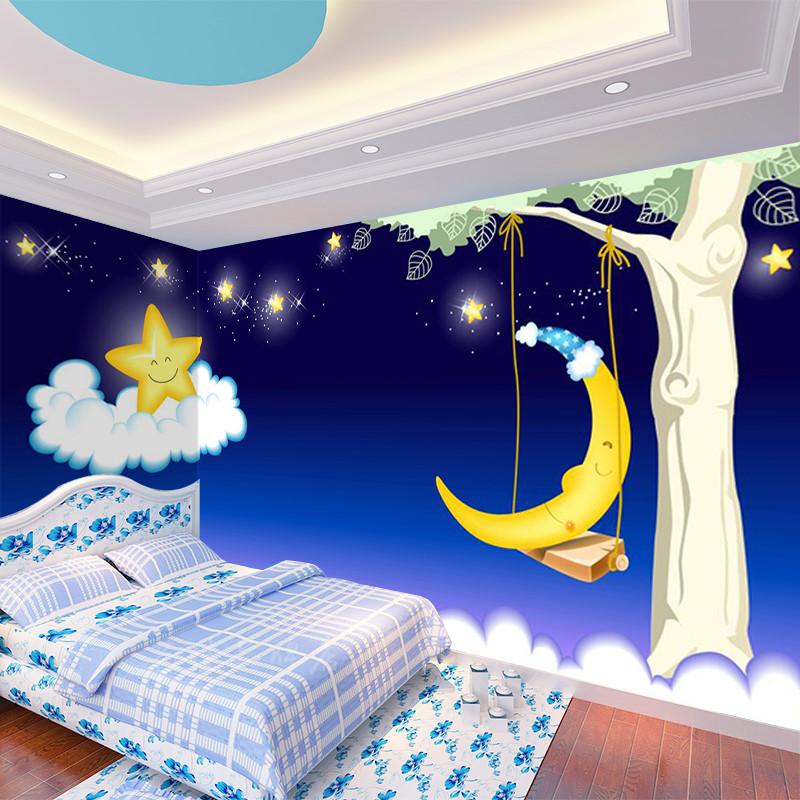 3D Bright Star Moon Night 11 Wallpaper AJ Wallpaper 